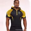Mens Hooded Half-Zip Performance Basketball Training Top Quick-Dry Stretch Fit Athletic Shirt