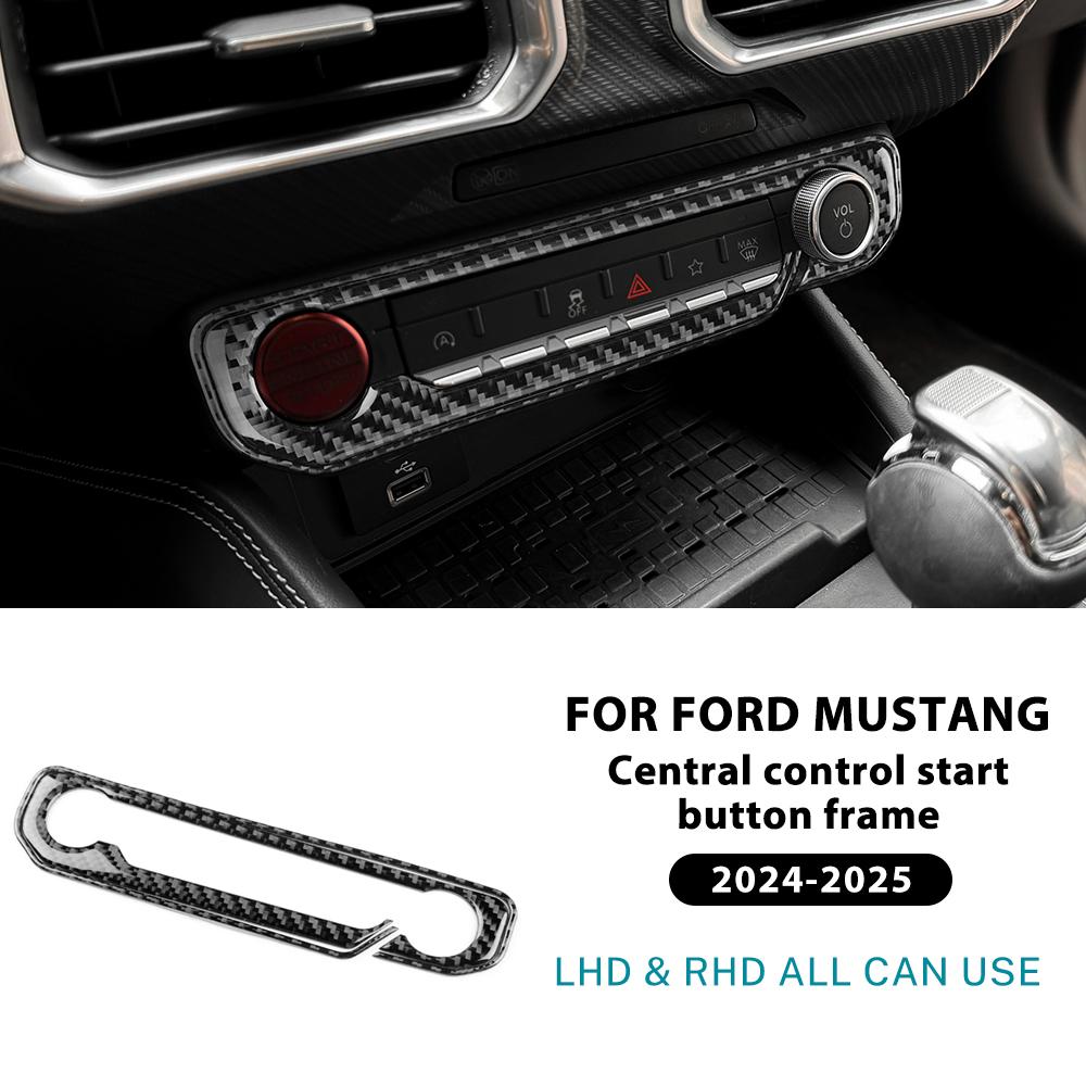 Real Soft Carbon Fiber Sticker For Ford Mustang GT 2024 2025 LHD RHD Car Central Control Star Button Interior Trim Accessories