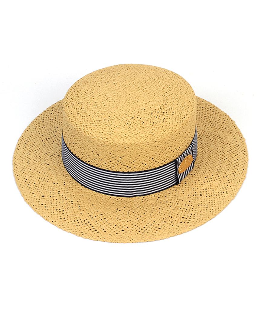 Stripe Line Beige Panama Hat