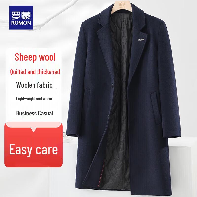 Romon Men's Wool Blend Padded Winter Trench Coat