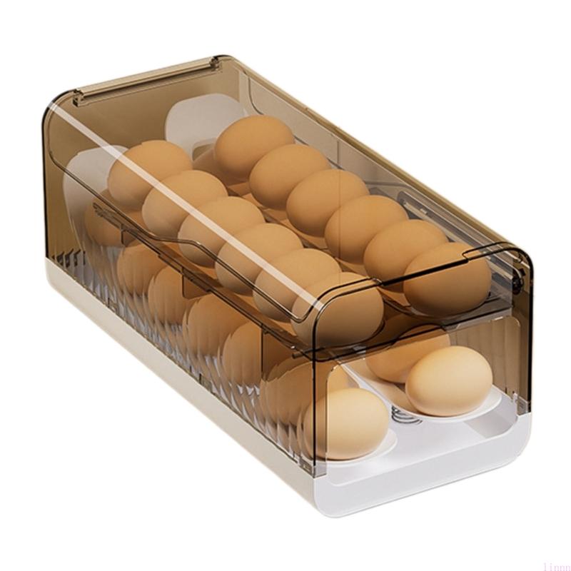 

Practical Plastic Eggs Box Auto Rolling Eggs Dispenser For Refrigerator