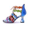 Johnature Women's Handmade Genuine Leather Colorful Bohemian Style Riveted High Heel Sandals