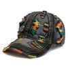 New Style Women Cap Tear Style Hole Vintage Colorful Lines Baseball Caps Female Casual Outdoor Streetwear Denim Hat