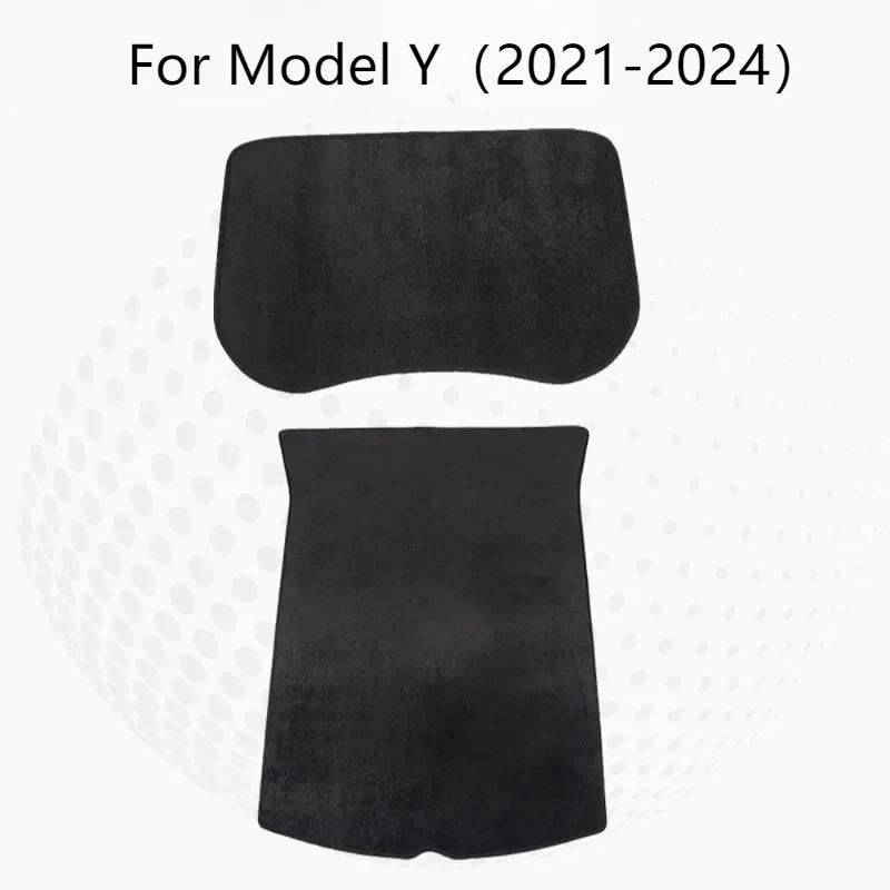 Trunk Mat for Tesla Model3 3+ Model Y Flocking Fabric Pad Front Rear Trunk Cargo Tray Storage Box Mats Flannel Cushion 2017-2024