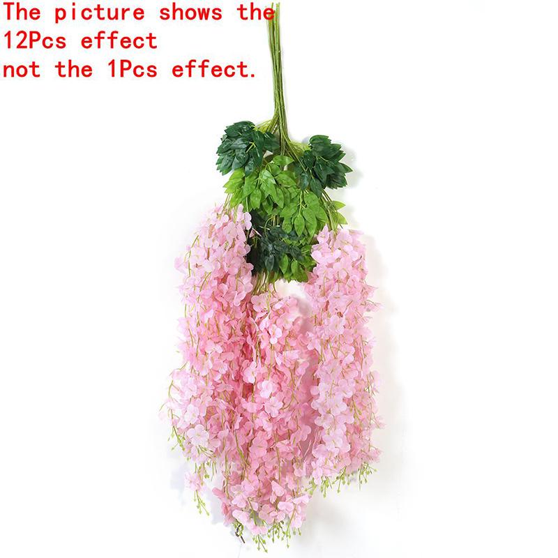 1/3/5/12Pcs Artificial Flowers Silk Wisteria Vine Fake Silk Hanging Flower for Wedding Party Garden Outdoor Home Wall Decoration