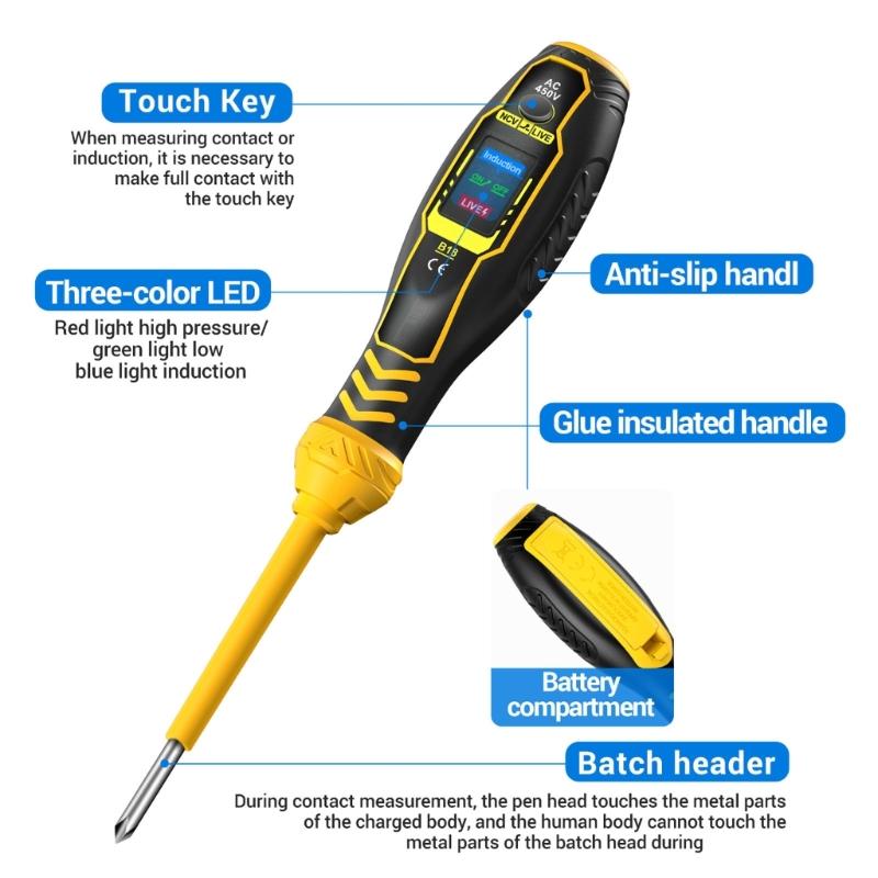 Digital Voltage Tester Pen Not Contact Detection with LED Indicator Buzzers Alarm for Circuit Breaker Live Wire Testing