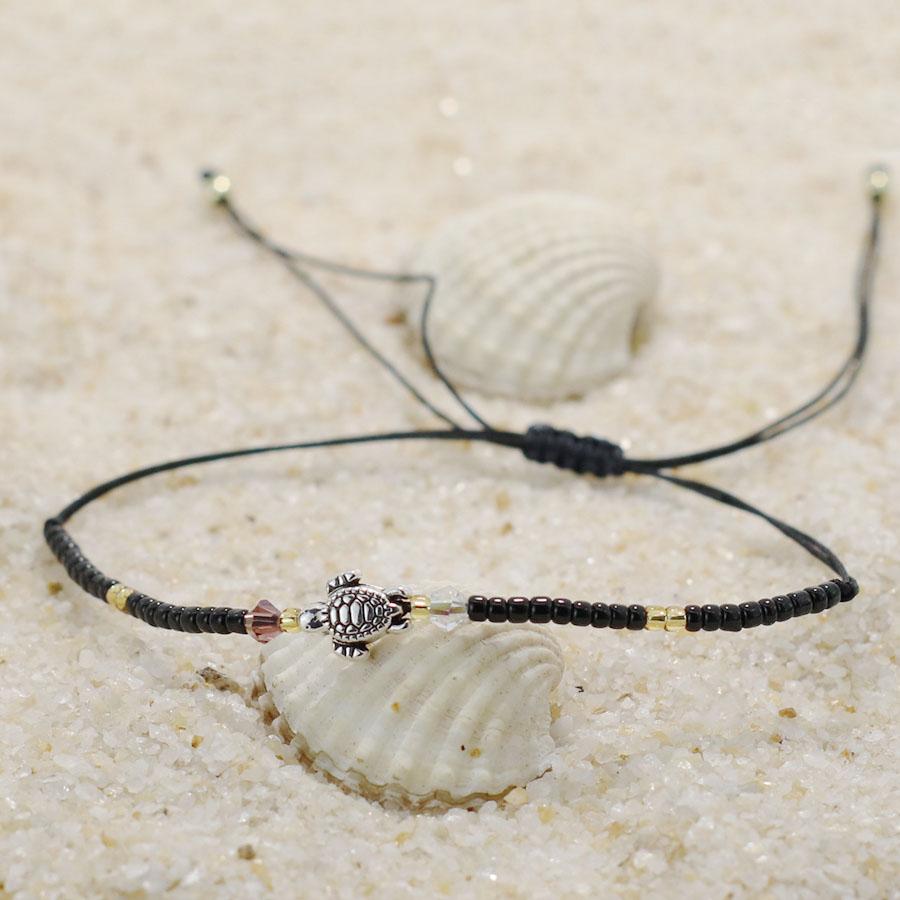 Neues handgeknüpftes dünnes Schnurarmband für Männer und Frauen, Strand, Surfen, Schildkröten-Armband, Bohemia Samenperlen-Armband, Valentinstagsgeschenk