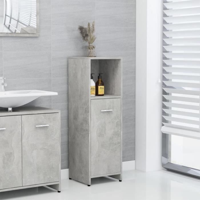 VidaXL Armoire de salle de bain Gris béton 30x30x95 cm Aggloméré