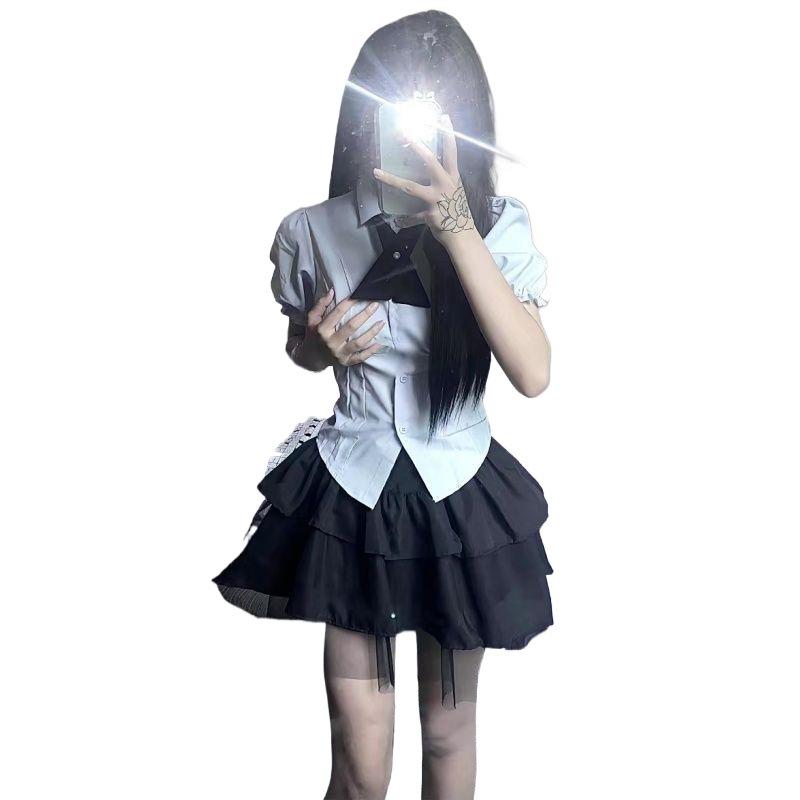 2024 Sommer Petite Damen Super Fee Puffrock & Kurzarm JK Uniformhemd