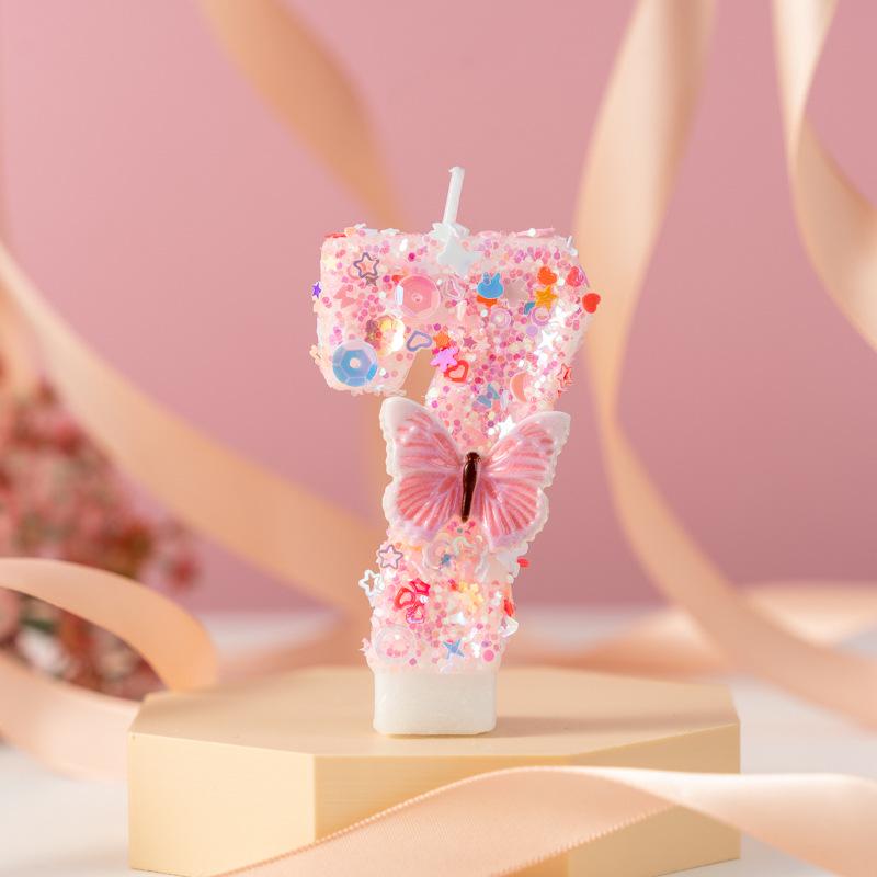 Pink Butterfly DIY Birthday Candle and Cake Decoration