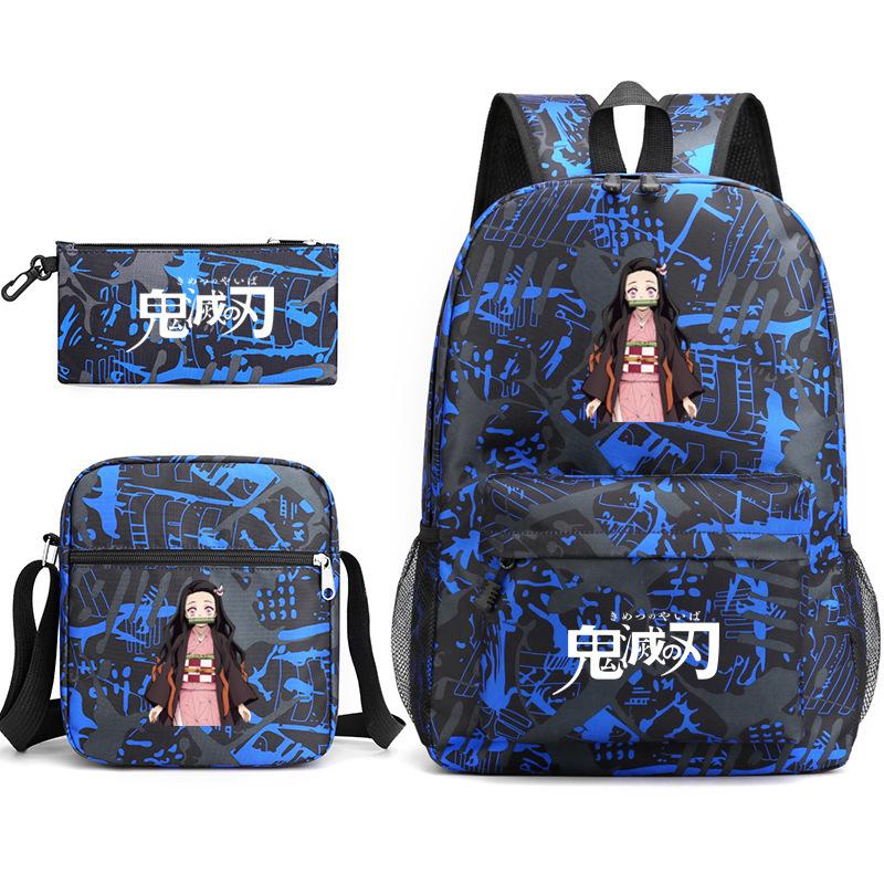 Anime Ghost Destroyer Blade Three-piece School Bag Small Shoulder Pencil Bag Primary and Secondary School Students Backpack