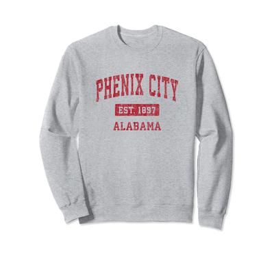 Phenix City Alabama AL Vintage Sport Design Red Design Sweatshirt
