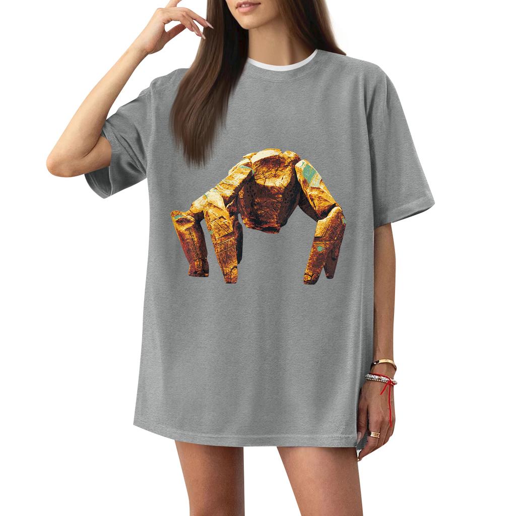Women's Casual Printed T-Shirt Round Neck Pullover Short Sleeve Top