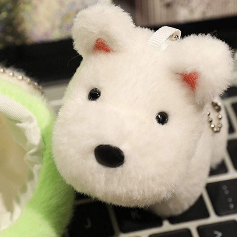 Bag Charm Puppy Nest Plush Keychain Puppy Dolls Schnauzer Plush Pendant  Car Decor