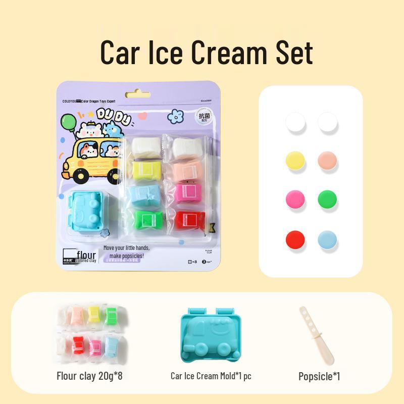 

Ice Cream Popsicle Playdough Molds - Food-Grade Color Clay Toys for Kids