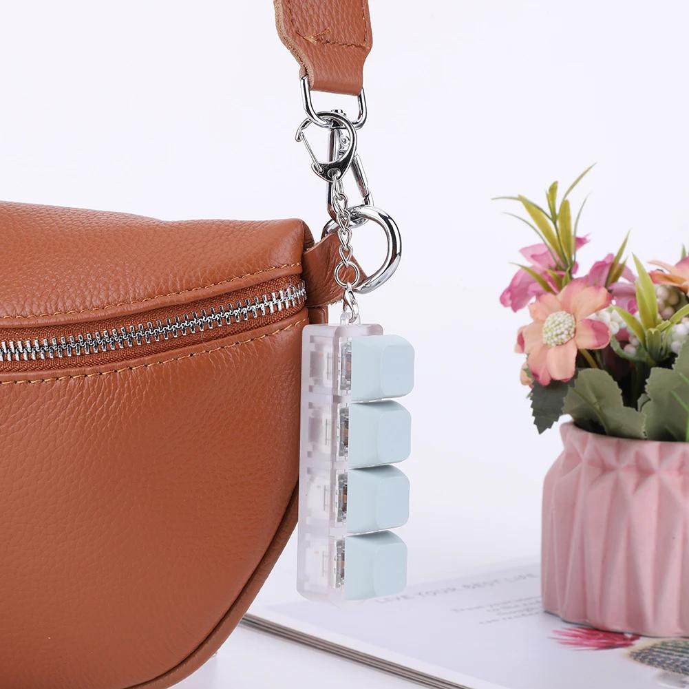 4 Keys Button Keycap Fidget Keychain Keyboard Key Toy Keyboard Clicker Toy Keyboard Cube Toy for Adult Gifts To Relief Pass Time