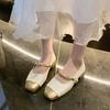 Medium Word with Thick Heel Single Shoes Women's Spring Cheongsam Shoes Square Head Medium Heel Mary Jane Shoes