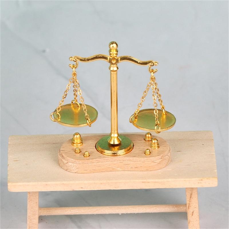 Educational Miniature Scale Toy for 1/12 Scale Doll House Antique Balance Scale Model Figure for Kids Pretend Play Game