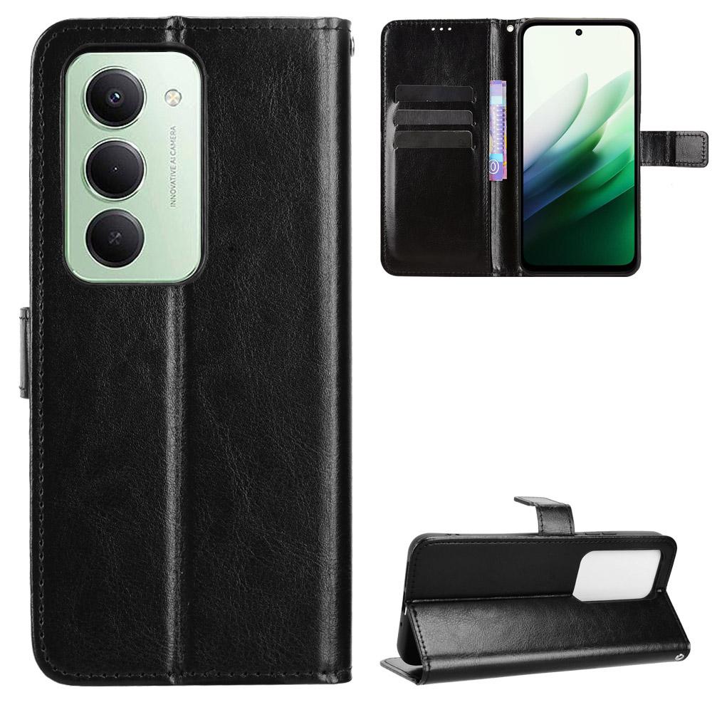 Per Xiaomi Redmi 15 4G (Unione Europea) (171mm) Custodia in Pelle PU con Cinturino Texture Cavallo Pazzo Copertura Portafoglio per Telefono