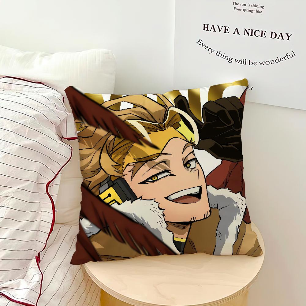 Comic Hot Fanart Anime H-hawks Mha Chibi Cushion Cover Soft Pillow Case for Sofa Living Room Home Office Decor Protective Covers
