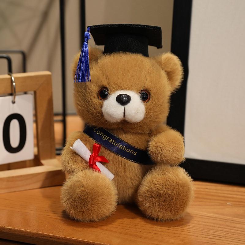 18 cm Mignonne Casquette de Médecin Ours Poupée Vêtements Ours Peluches Jouets Peluches Garçons Filles Étudiants Cadeau de Remise de Diplôme Décoration de la Maison 18cm