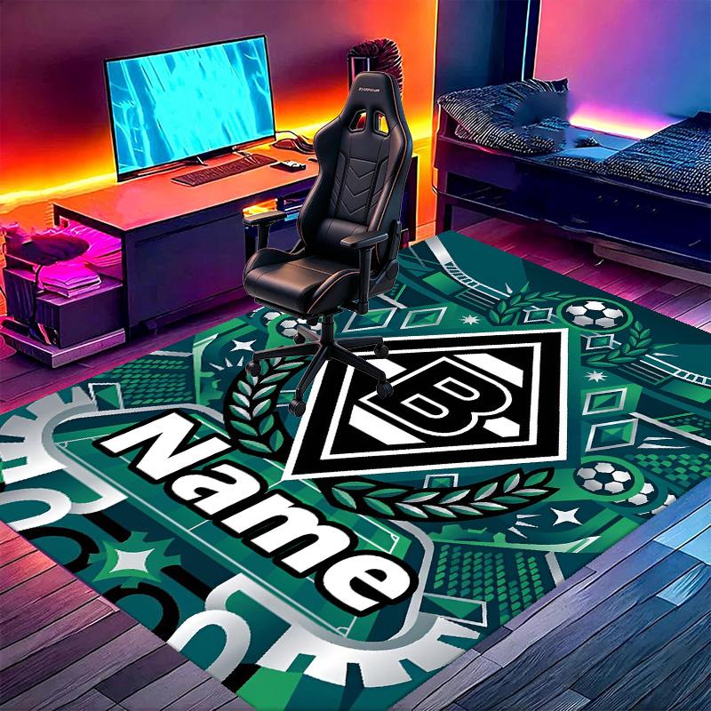 Custom Name Personalized Borussia Monchengladbach Print Carpet, Versatile Home Decor Rug, for Playroom, Apartment, Balcony, Entryway, Hallway Gift