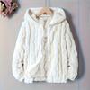 New Autumn Winter Women's Loose Long Sleeve Warm Fleece Hooded Jacket Casual Outerwear for European American