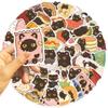 50pcs Cute Food Black Cat Diary Cartoon Graffiti Stickers Phone Guitar Laptop Notebook Suitcase Cup Waterproof Sticker Kids Toys