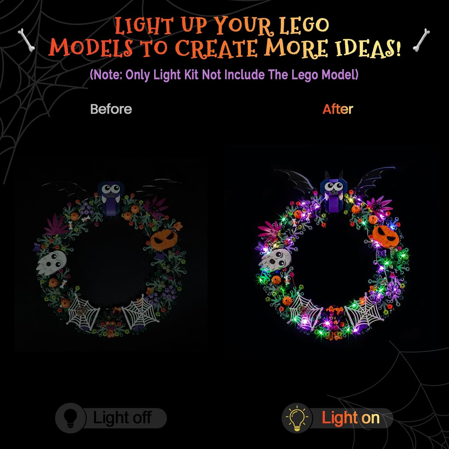 Upgraded Led Light Kit Compatible with Lego Halloween Wreath Building Set, Lights Decoration Compatible with Lego 40825 (Model Not Included)