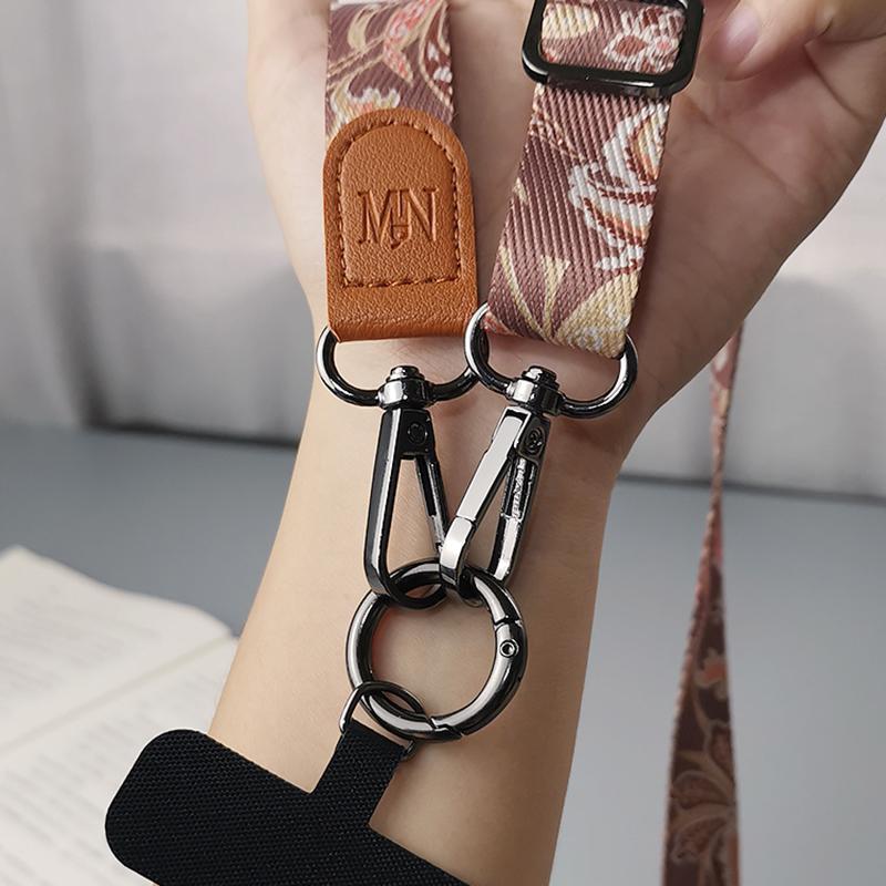 Retro Pattern Crossbody Cell Phone Lanyard Adjustable Hanging Neck Mobile Phone Strap Lanyard Pendant With Universal Card Gasket