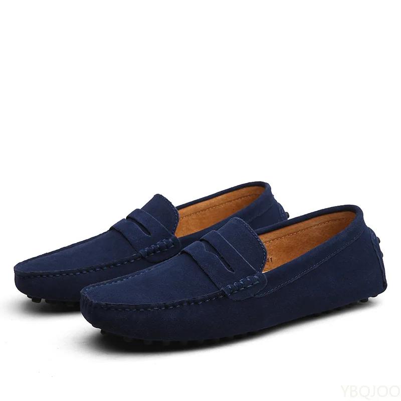 Autumn outdoor oversized Male shoes Suede Casual Men footwear Handmade Genuine Leather Loafers Fashion non Slip Men's Flats