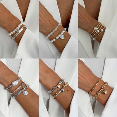 INS Style Mode Minimalistisches Herz Perlenarmband Nische Einzigartig Unregelmäßige CCB Perle Handschmuck für Frauen Alltagsschmuck