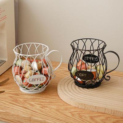 Large Coffee Capsule Storage Basket Coffee Cup Basket Vintage Coffee Pod Organizer Holder Stand Container for Home Cafe Hotel