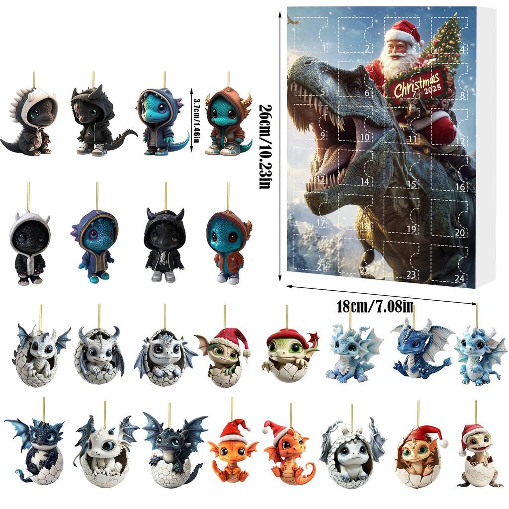 Christmas Countdown Blind Box Mini Acrylic Dragon Baby Hanging Decor For Holiday Gift Giving
