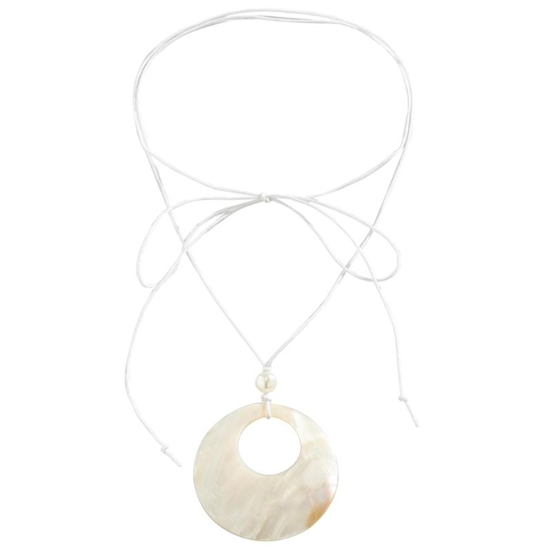 

Natural Seashells Necklace Ocean Theme Heart Round Waterdrop Pendant Clavicle Chain for Women Girl Holiday Jewelry Gift 1