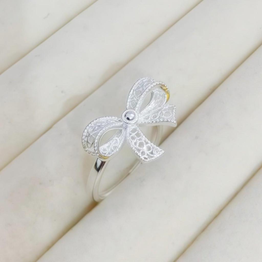 Sweet Bow Adjustable Open Ring for Women - Elegant & Fashionable Index Finger Accessory