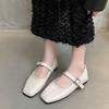 Fashion Elegant Retro Square Toe Mary Jane Flat Bottom Single Shoes Casual Soft Leather Ballet Women's Flats Comfortable Solid Mocasines
