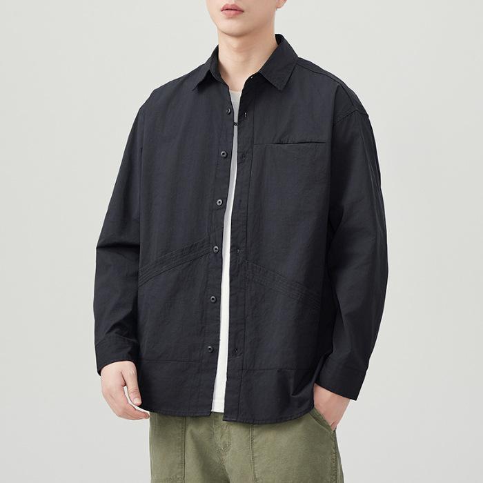 

Новая весенняя японская ретро мужская свободная рубашка в стиле горного аутдора, повседневная американская 4XL чёрный