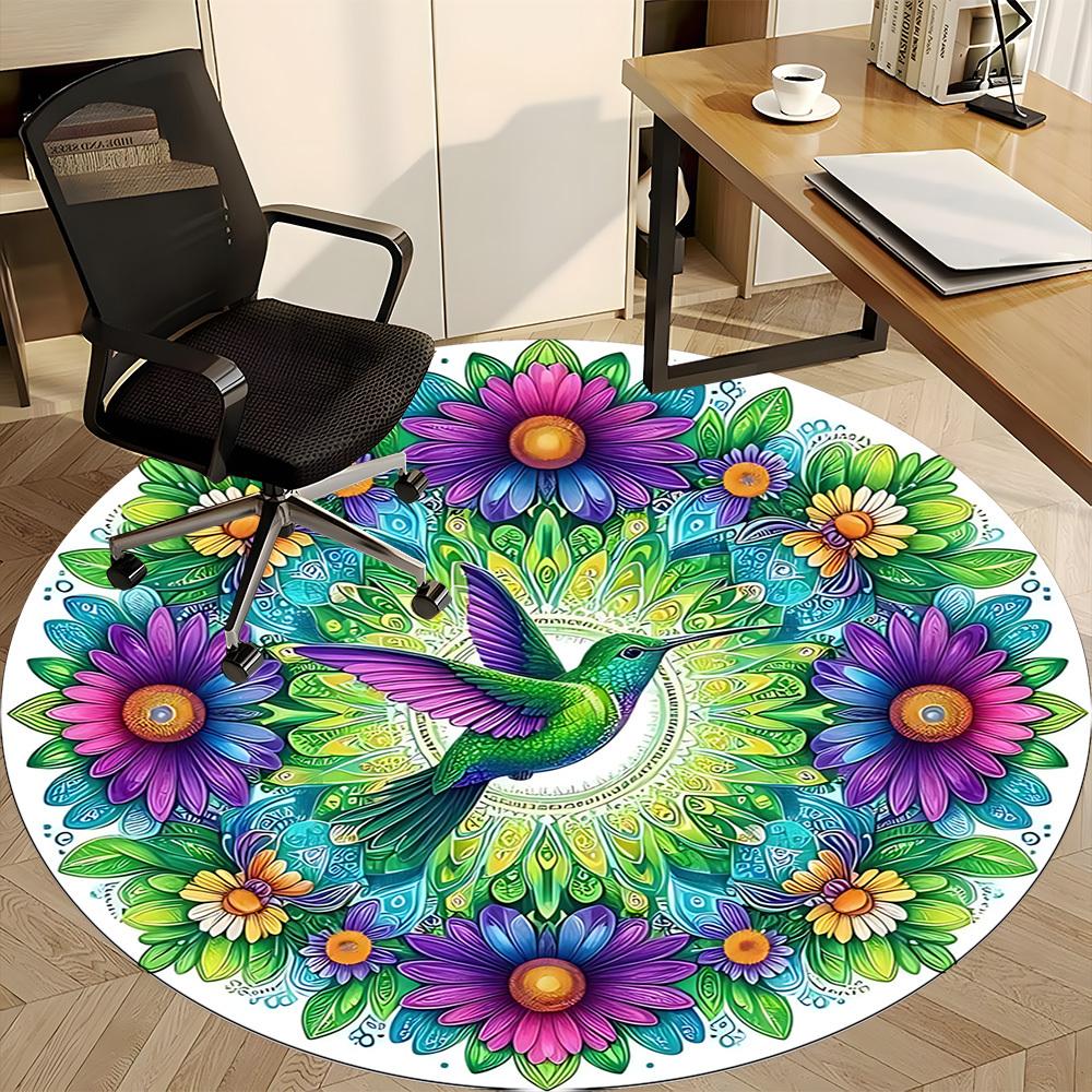 1pc Hummingbird Mandala Flowers Chair Carpet for Office, , Non-slip carpet, Very suitable for offices, farmhouses,Outdoor carpet yy251120072