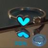 Fashion Blue Love Heart Luminous Ring For Women Men Retro Glow In Dark Copper Color Adjustable Couple Finger Rings Jewelry Gift