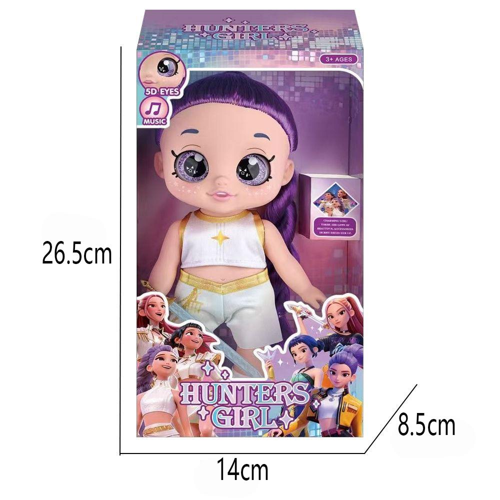 

26.5cm Demons Hunters Girl Fashion Doll with 5D Glitter Eyes Music Function Includes Cute Pet CompanionI Birthday Gift for Kids