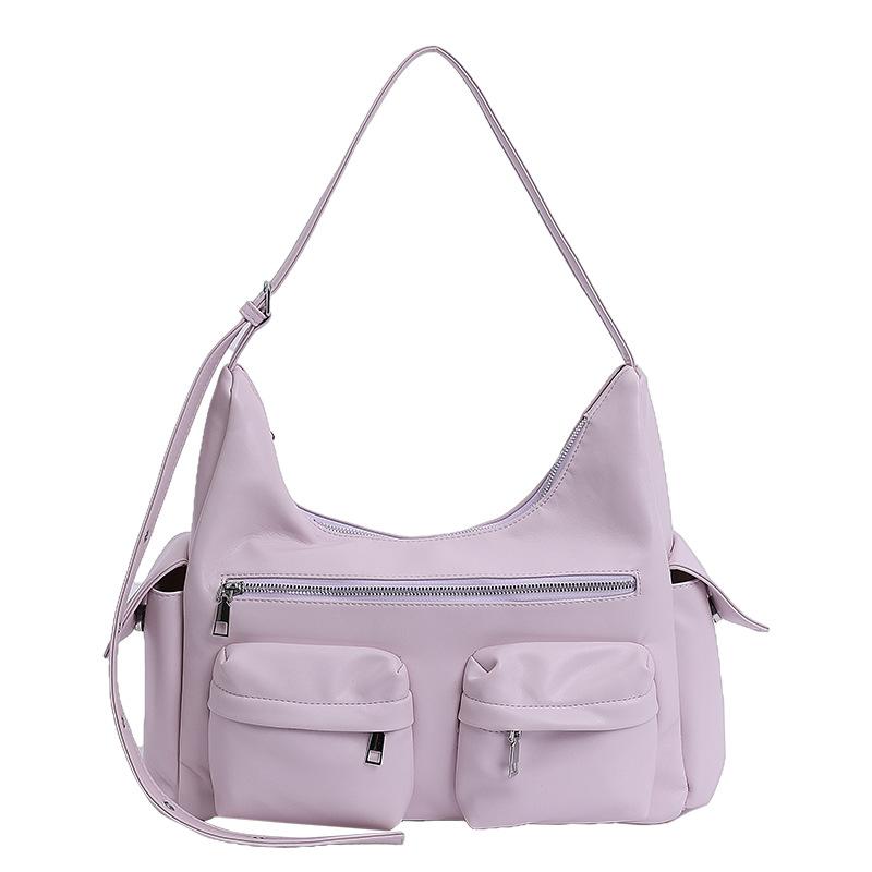 

Trendy summer new high-end mail carrier bag large-capacity personalized locomotive bag single shoulder messenger bag small светло-фиолетовый