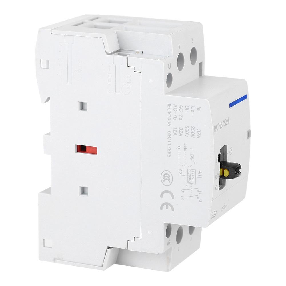 2P32A Household AC Contactor with Manual Control Function for Building Electrical 230V(1NO1NC)