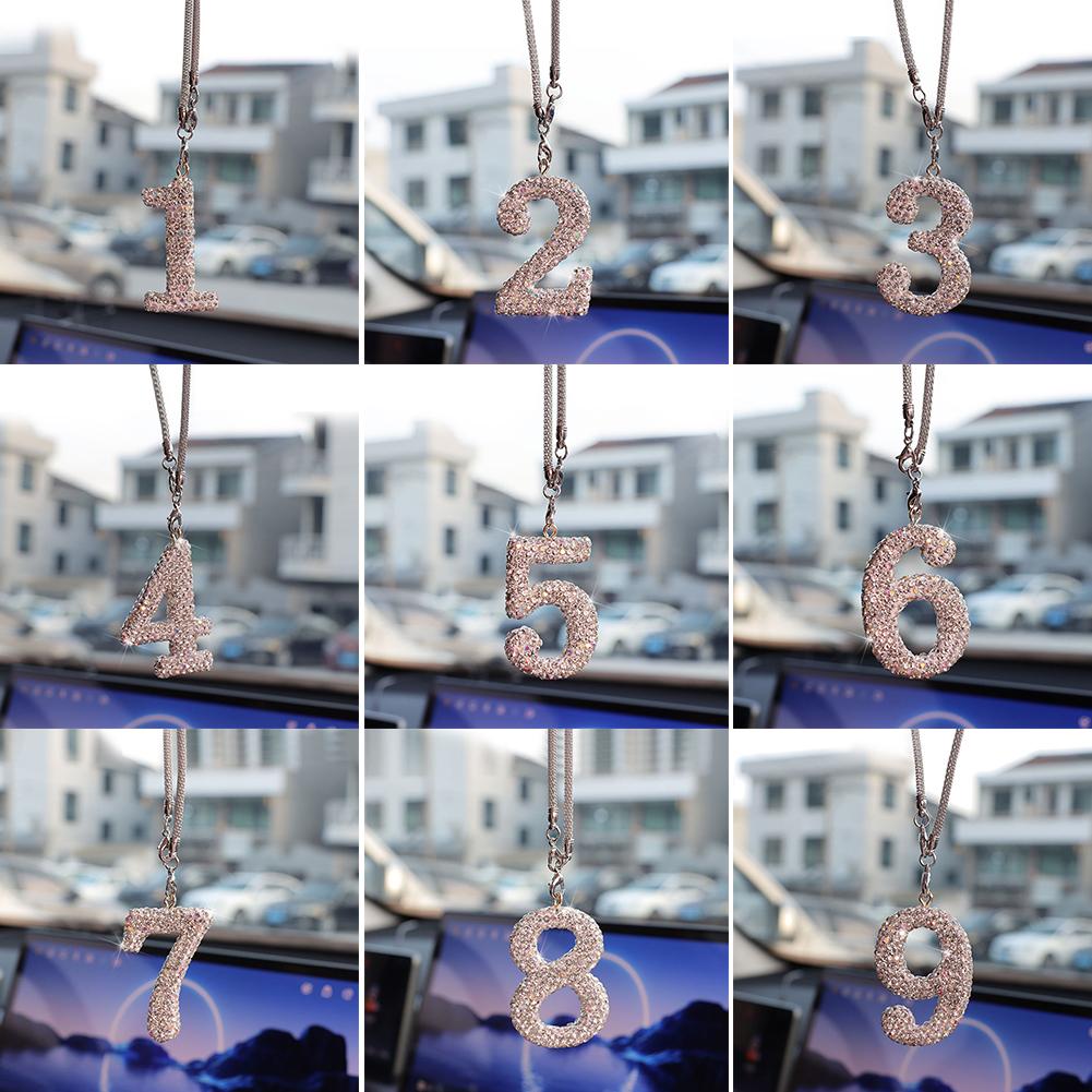 Car Pendant Interior Rearview Mirror Crystal Numbers Decoration Car Hanging Ornament Car Hanging Accessories
