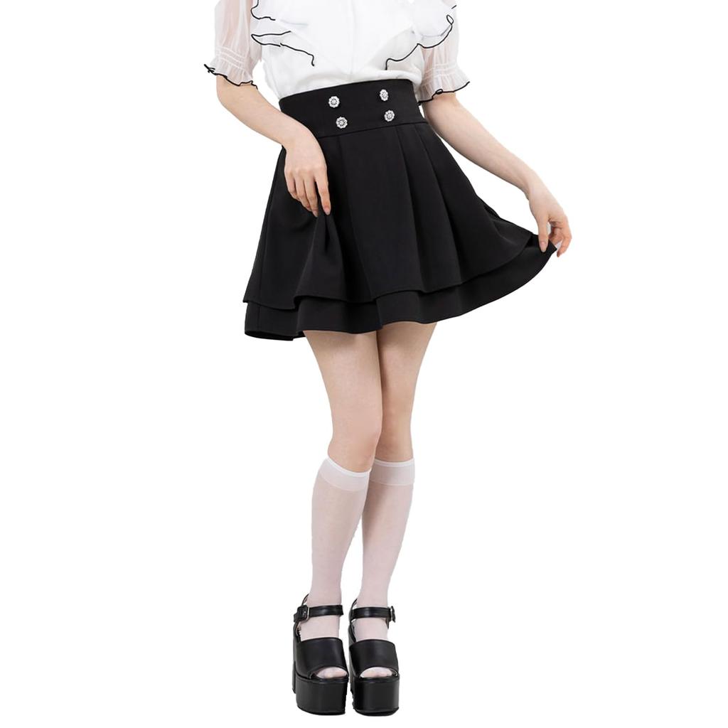 Yumetenbo (Yumetenbo) Tiered Flare Mini Skirt, Women's, Mass-Produced, Perfect for Dates, Slimming, Beautiful, and Girly, Sizes LL and 3L