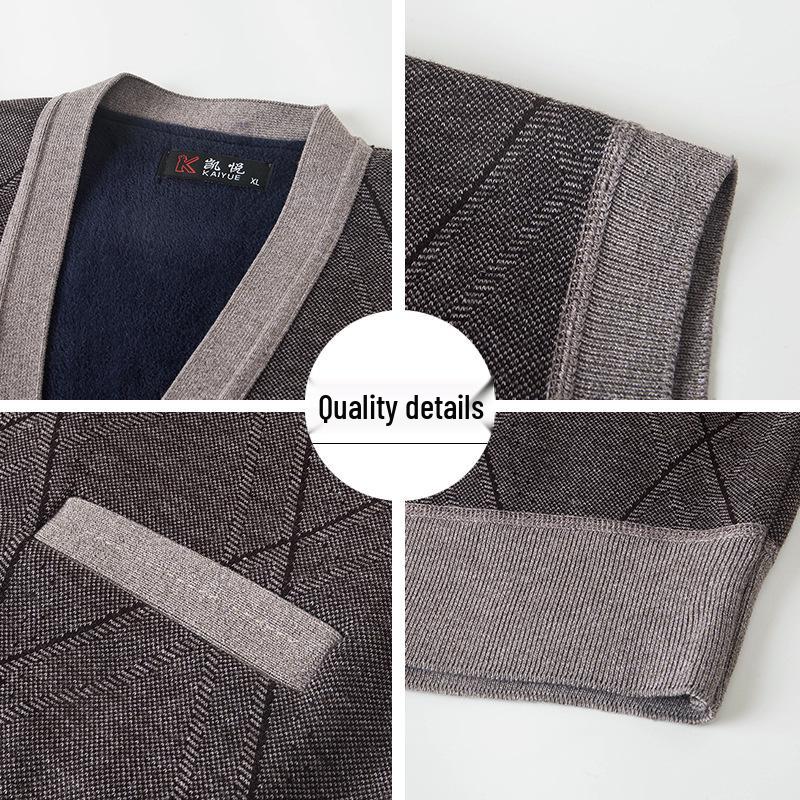 Gilet Cardigan a Maglia da Uomo Slim Fit - Strato Interno Caldo per Autunno/Inverno