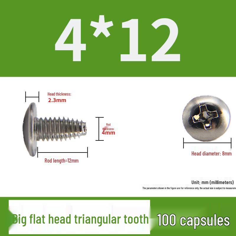 Hardened M4 Triangular Thread Phillips Self-Tapping Mushroom Head Wood Screw