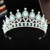 DIEZI 6 Colors Baroque Green Blue Pink Opal Crystal Tiara Crown Women Wedding Elegant Luxury Princess Party Rhinestone Crown