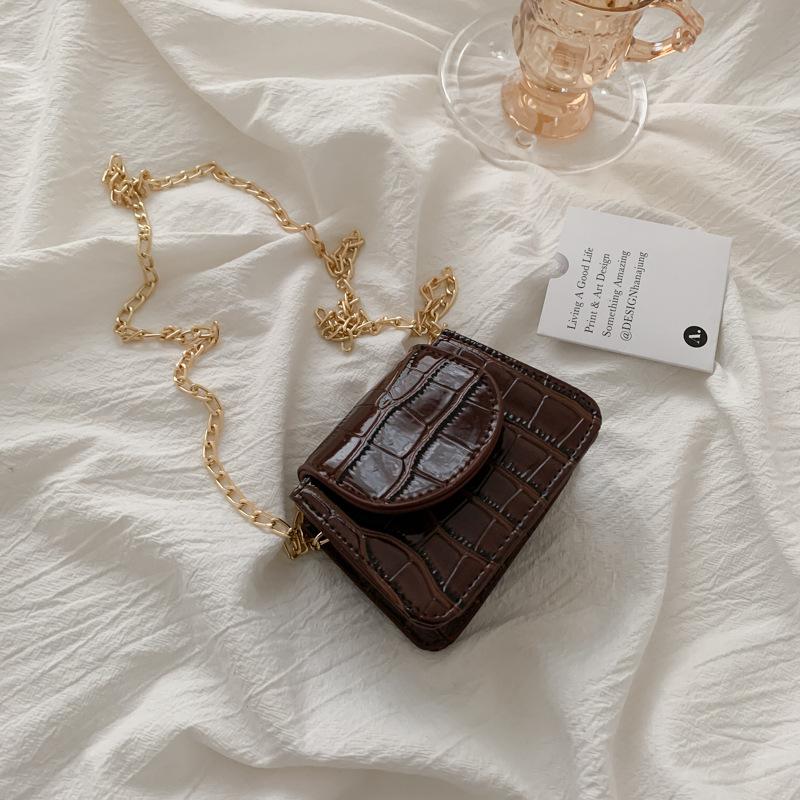 Women Mini Tote Bag New Crocodile Pattern Flap Messenger Crossbody Bag Female Simple Shoulder Bag Compact Square Lady Handbag