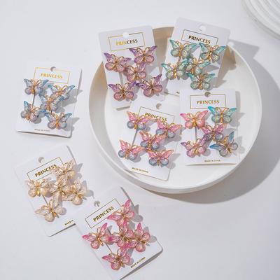 5PCS Sweet Macarons Gradient Color Cute Butterfly Girl Hairpins Women Headwear Princess Barrette Girls Hair Accessories